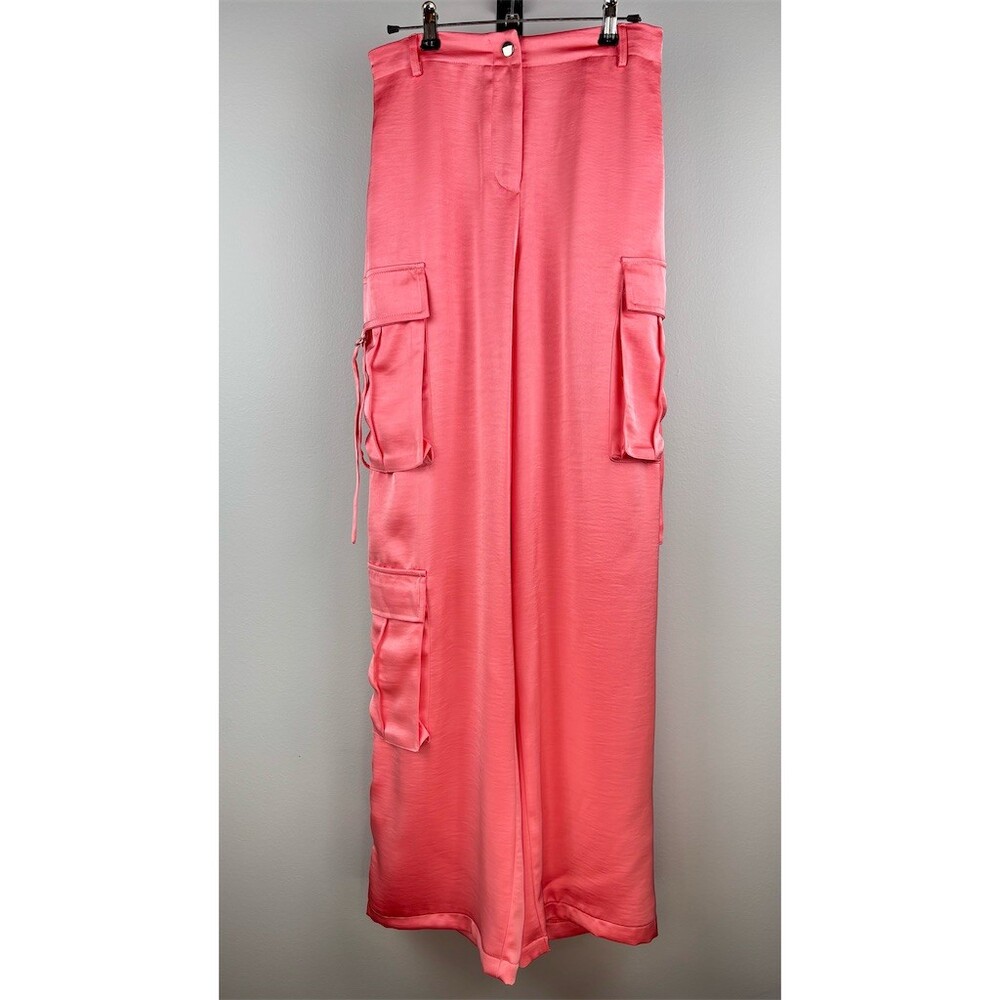 Hot & Delicious Cargo Pants Womens Size S Pink Wide Leg High Rise Casual